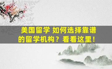 美国留学 如何选择靠谱的留学机构？看看这里！